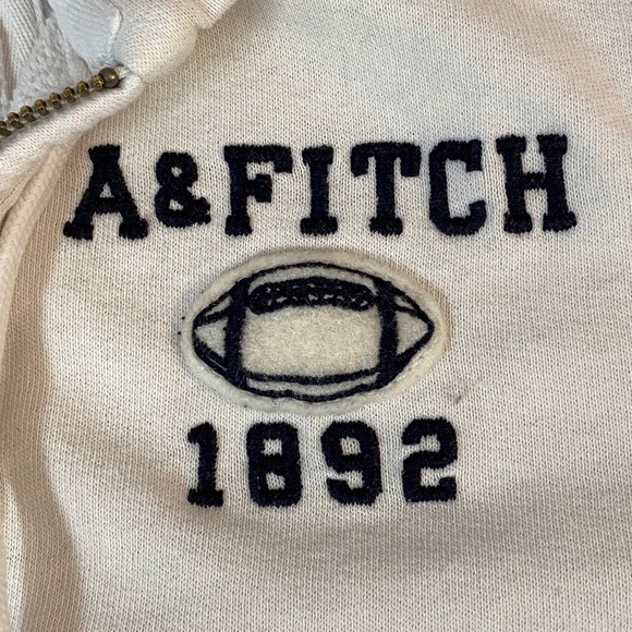 Abercrombie & Fitch White Full Zip Hoodie Sweatshirt A&F Football 1892 Large - Picture 9 of 14